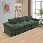 NOVAHOME Beige Corduroy 7-Piece Modular Sectional Sofa Set with Ottoman