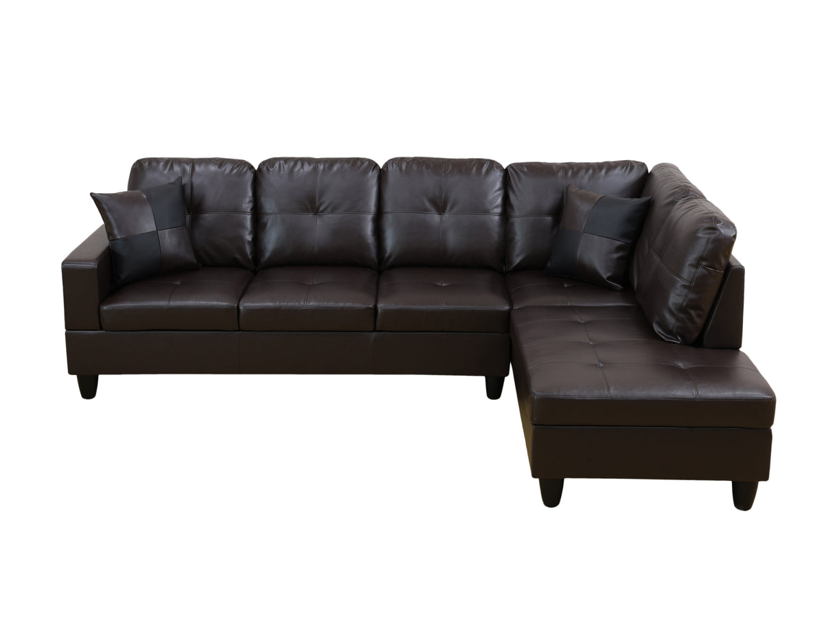 NOVAHOME 3-Piece Faux Leather Sectional Sofa Set with Storage Ottoman - product view 24
