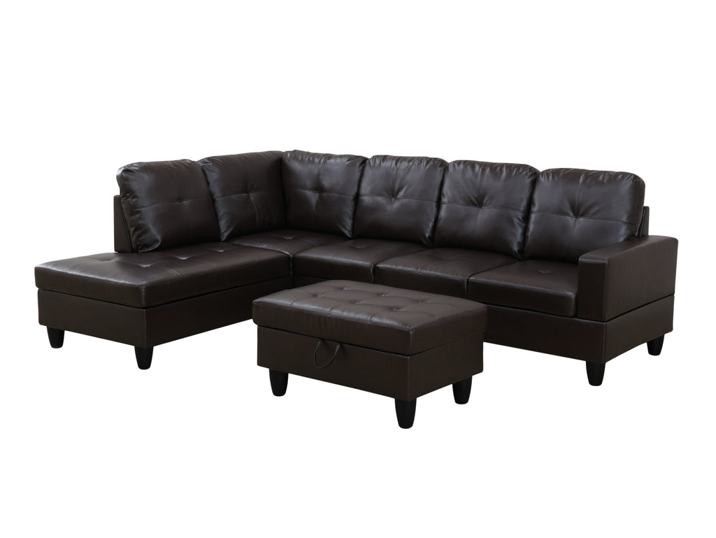 NOVAHOME 3-Piece Faux Leather Sectional Sofa Set with Storage Ottoman - product view 21