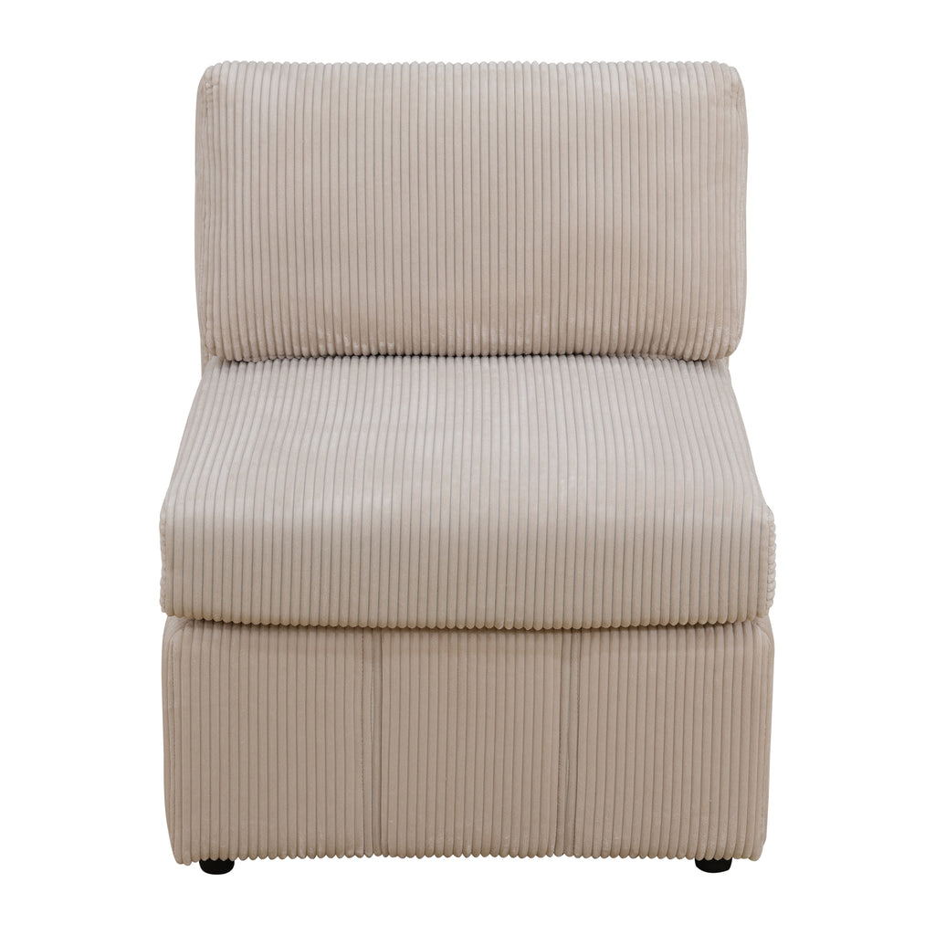 NOVAHOME Beige Corduroy 7-Piece Modular Sectional Sofa Set with Ottoman