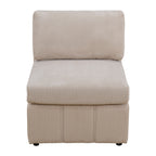 NOVAHOME Beige Corduroy 7-Piece Modular Sectional Sofa Set with Ottoman