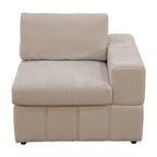 NOVAHOME Beige Corduroy 7-Piece Modular Sectional Sofa Set with Ottoman