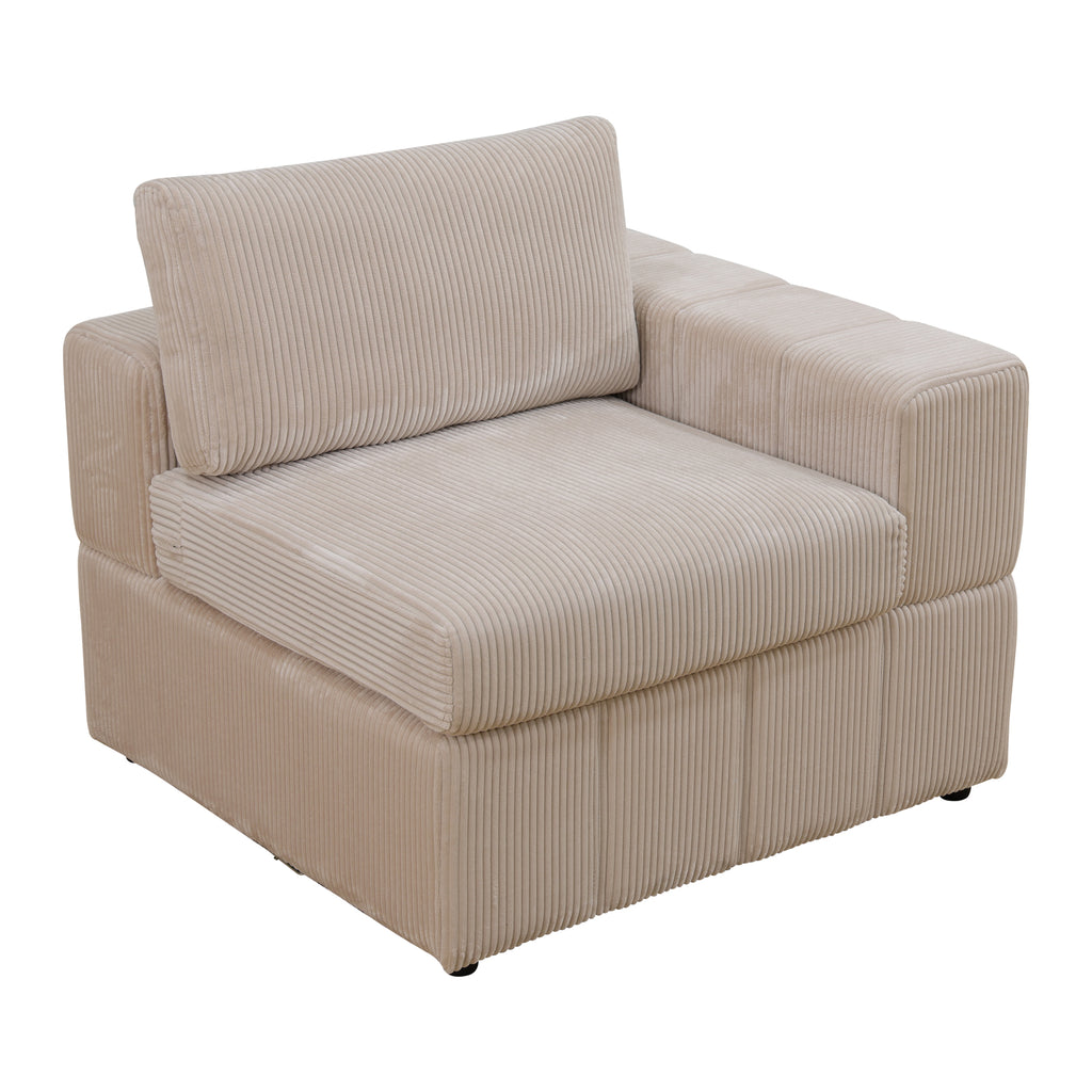 NOVAHOME Beige Corduroy 7-Piece Modular Sectional Sofa Set with Ottoman