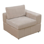 NOVAHOME Beige Corduroy 7-Piece Modular Sectional Sofa Set with Ottoman