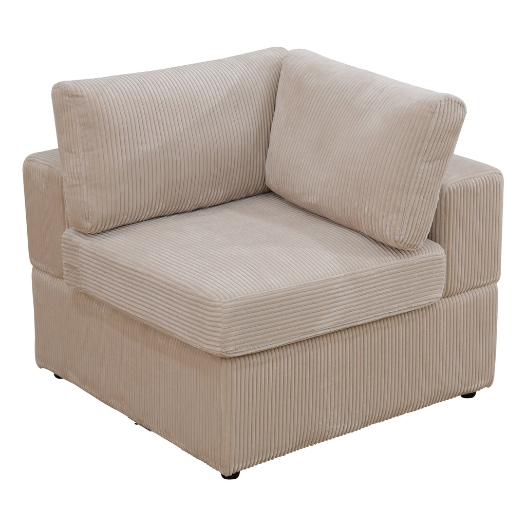 NOVAHOME Beige Corduroy 7-Piece Modular Sectional Sofa Set with Ottoman