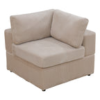 NOVAHOME Beige Corduroy 7-Piece Modular Sectional Sofa Set with Ottoman