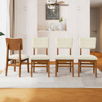 NOVAHOME 5-Piece Farmhouse Dining Table Set for 4 with Upholstered Chairs