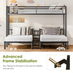 NOVAHOME Metal Triple Bunk Bed with Loft and Two Twin Beds