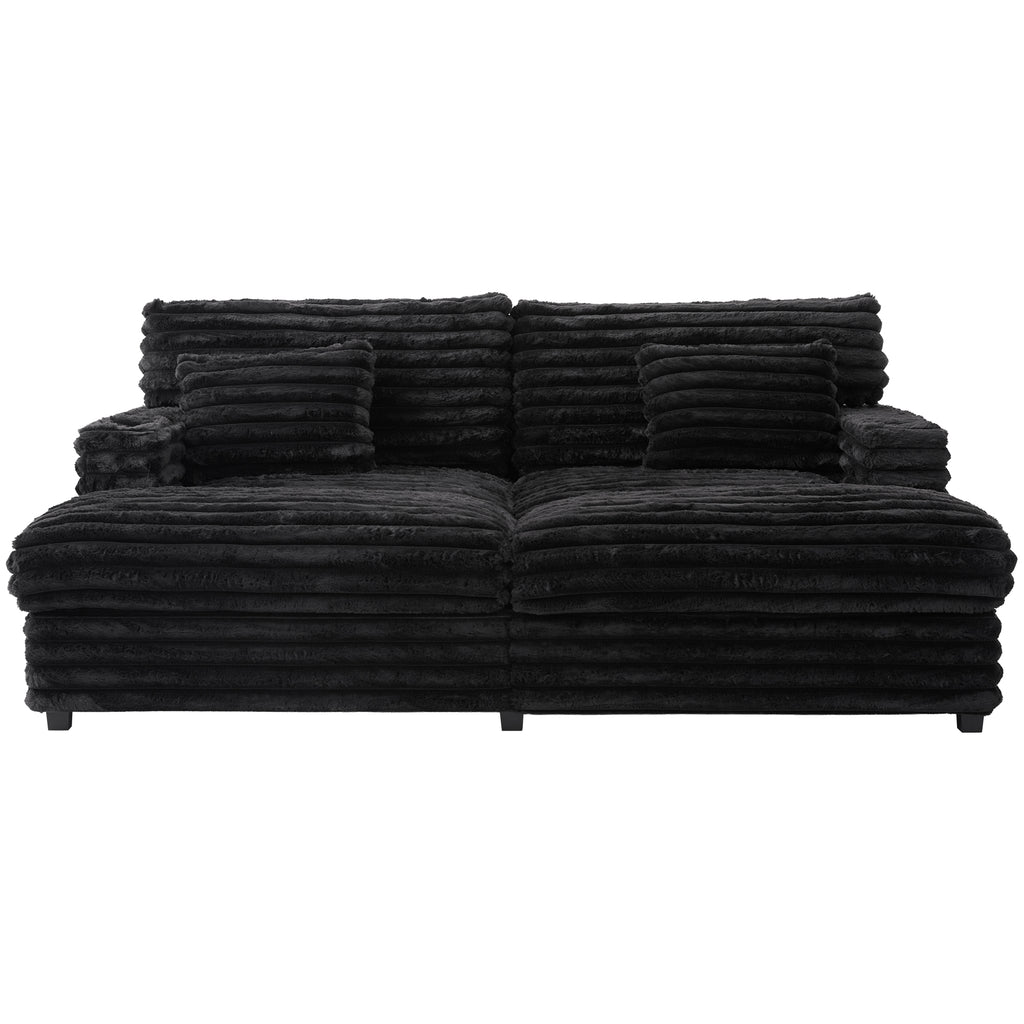 Black oversized double chaise lounge sofa image 1