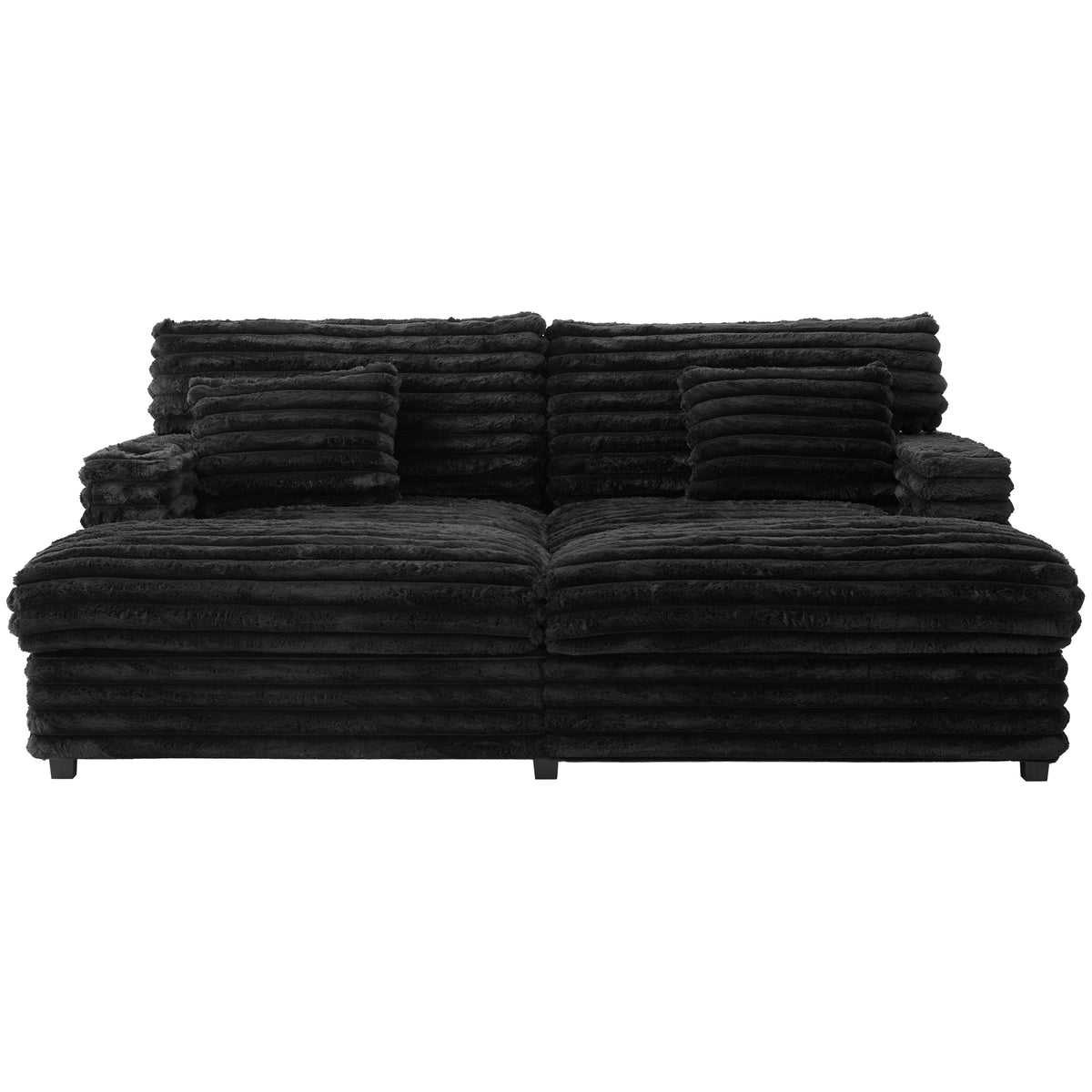 Black oversized double chaise lounge sofa image 1