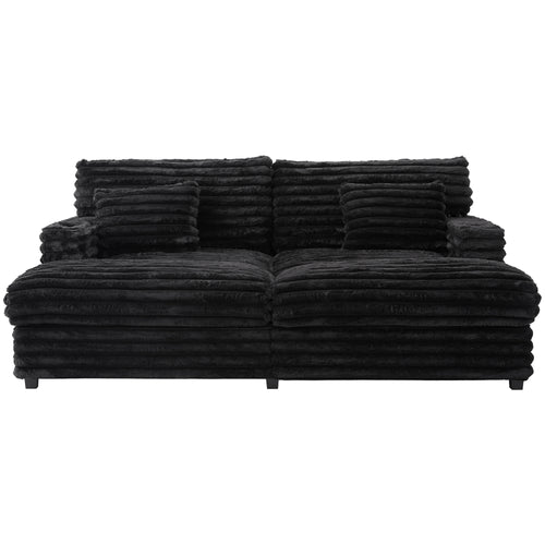 Black oversized double chaise lounge sofa image 1