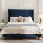 NOVAHOME Peyton queen velvet wingback platform bed image 15