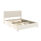 Ivory NOVAHOME queen velvet wingback storage bed with two drawers - B083P156196