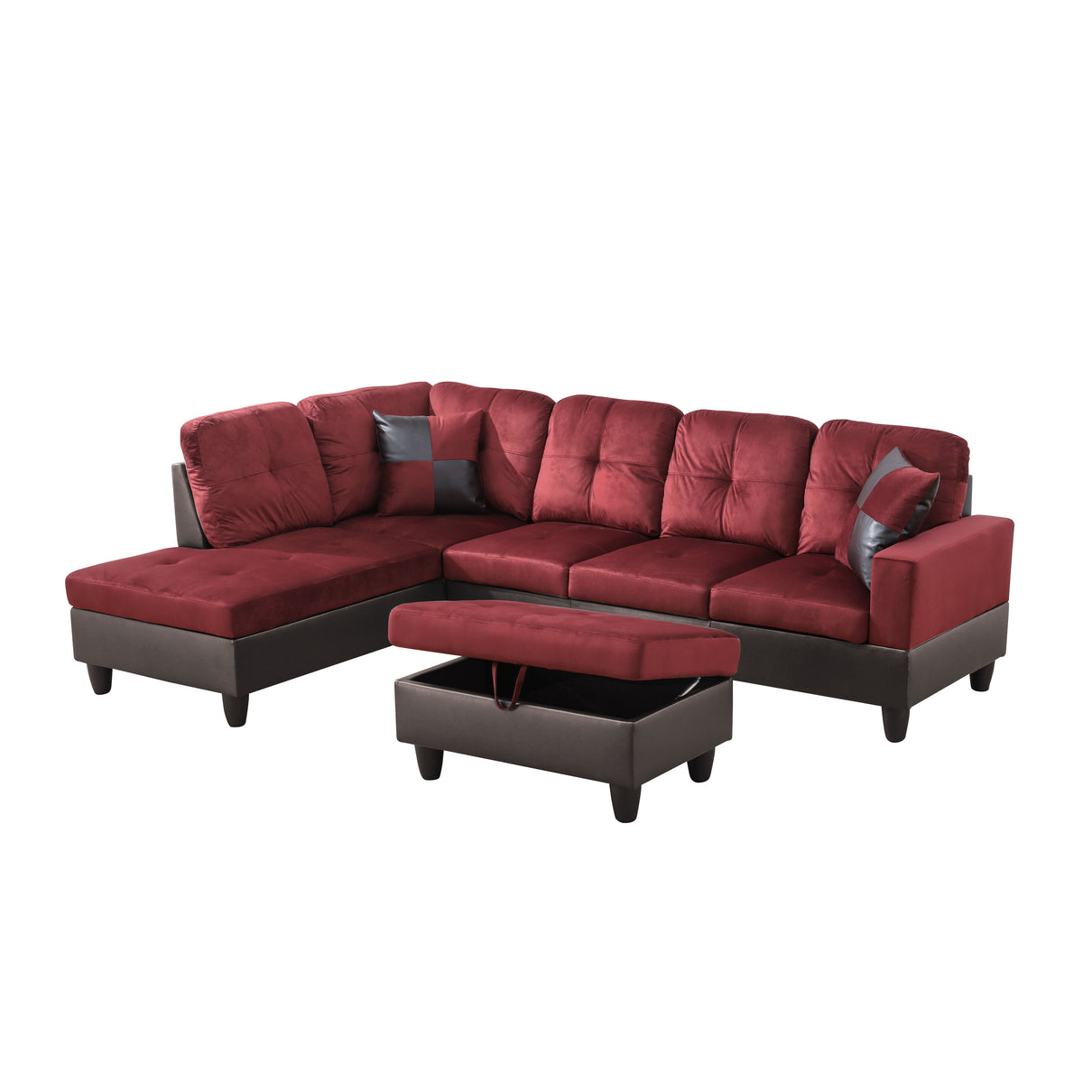 NOVAHOME 3-Piece Fabric Sectional Sofa Set with Storage Ottoman - product view 11