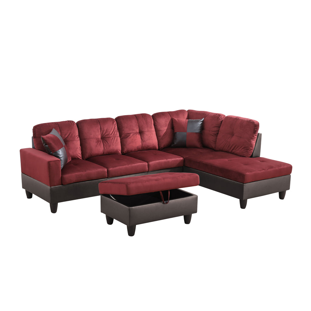 NOVAHOME 3-Piece Fabric Sectional Sofa Set with Storage Ottoman - product view 15