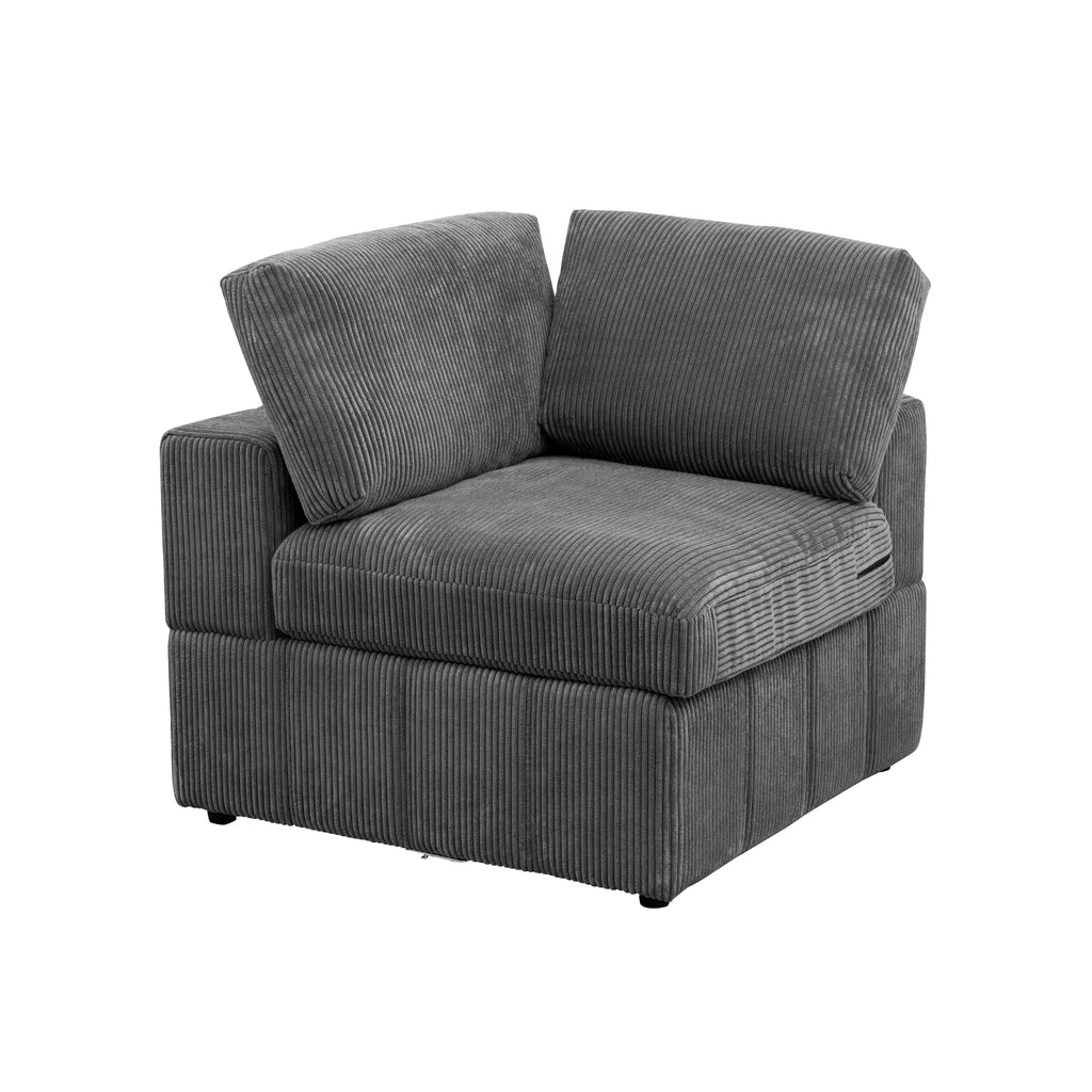 NOVAHOME Beige Corduroy 7-Piece Modular Sectional Sofa Set with Ottoman