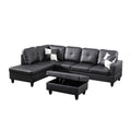 NOVAHOME 3-Piece Faux Leather Sectional Sofa Set with Storage Ottoman - product view 13
