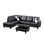 NOVAHOME 3-Piece Faux Leather Sectional Sofa Set with Storage Ottoman - product view 13