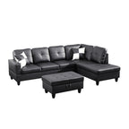 NOVAHOME 3-Piece Faux Leather Sectional Sofa Set with Storage Ottoman - product view 15