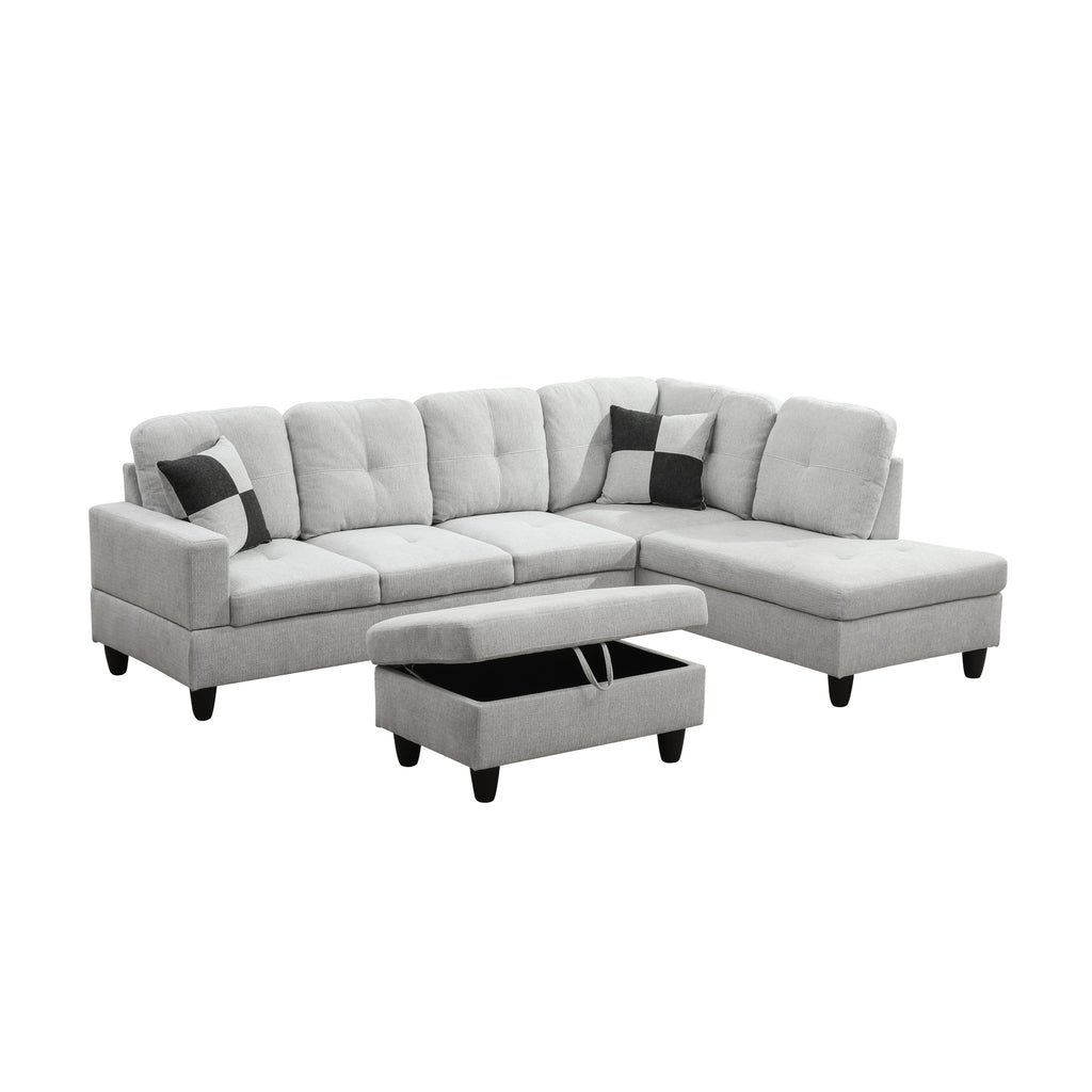 NOVAHOME 3-Piece Fabric Sectional Sofa Set with Storage Ottoman - product view 31