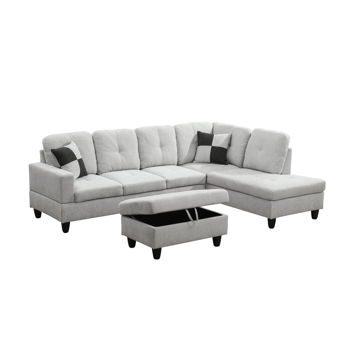 NOVAHOME 3-Piece Fabric Sectional Sofa Set with Storage Ottoman - product view 31