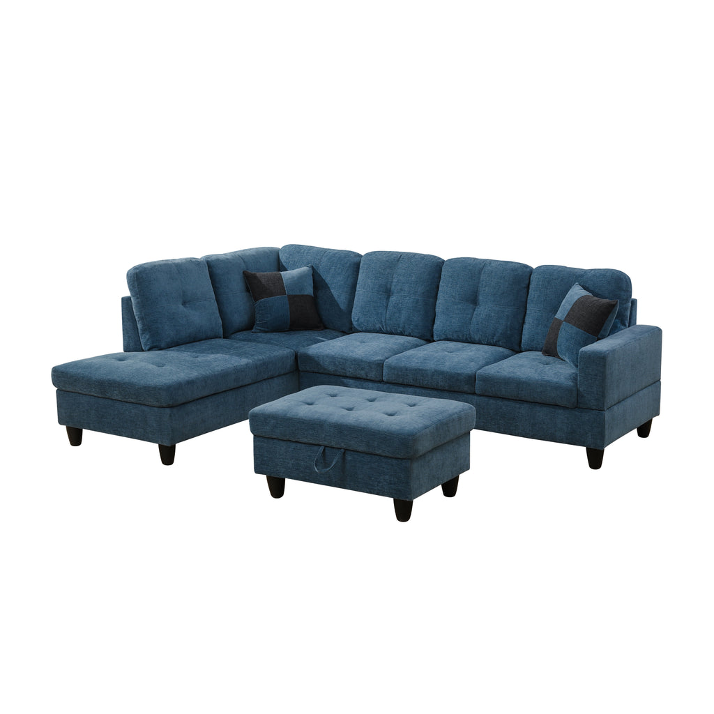 NOVAHOME 3-Piece Fabric Sectional Sofa Set with Storage Ottoman - product view 25