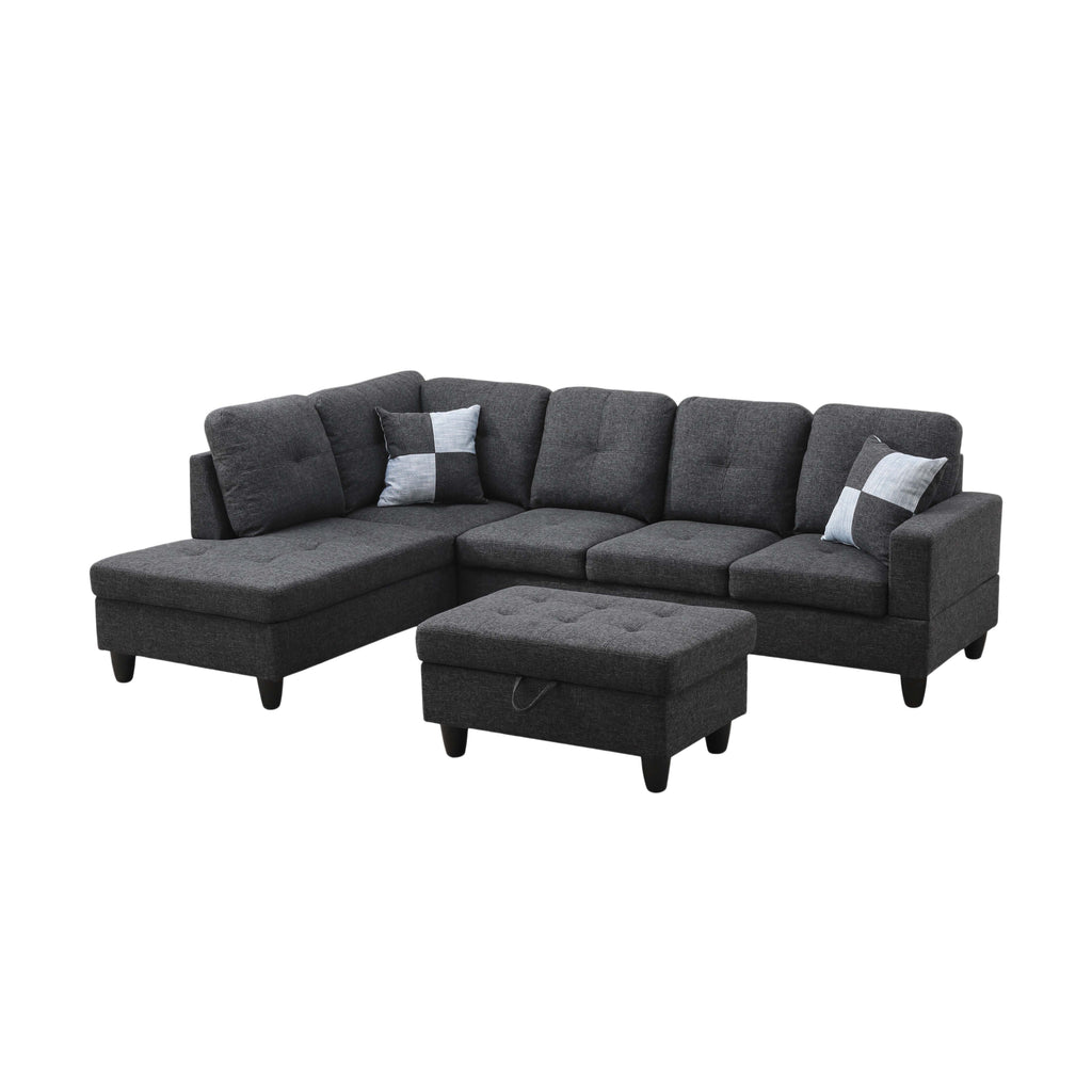 NOVAHOME 3-Piece Fabric Sectional Sofa Set with Storage Ottoman - product view 26