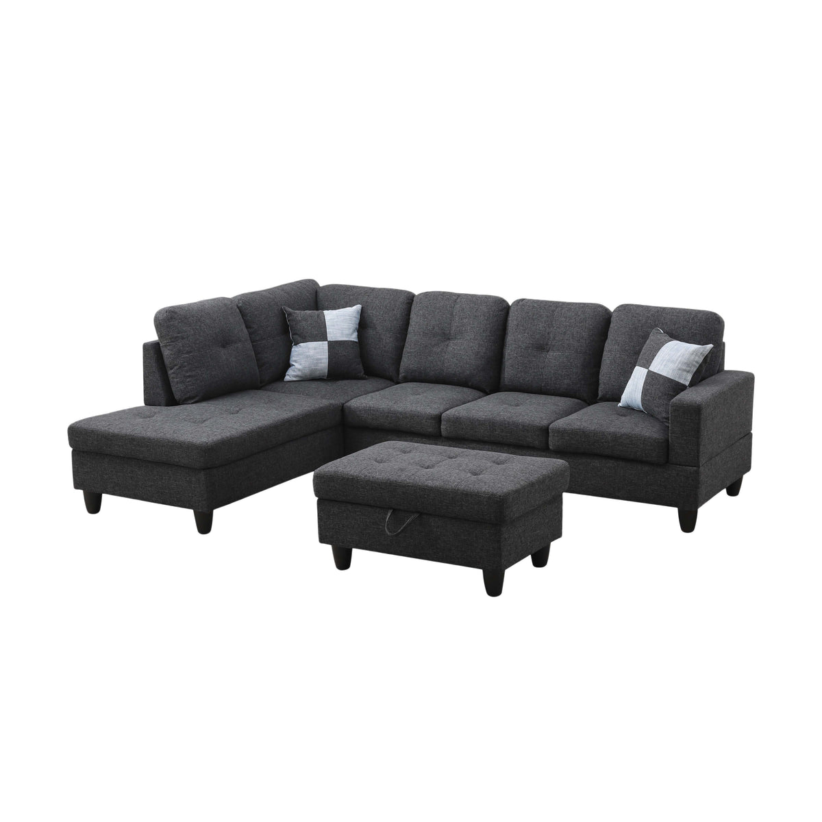 NOVAHOME 3-Piece Fabric Sectional Sofa Set with Storage Ottoman - product view 26