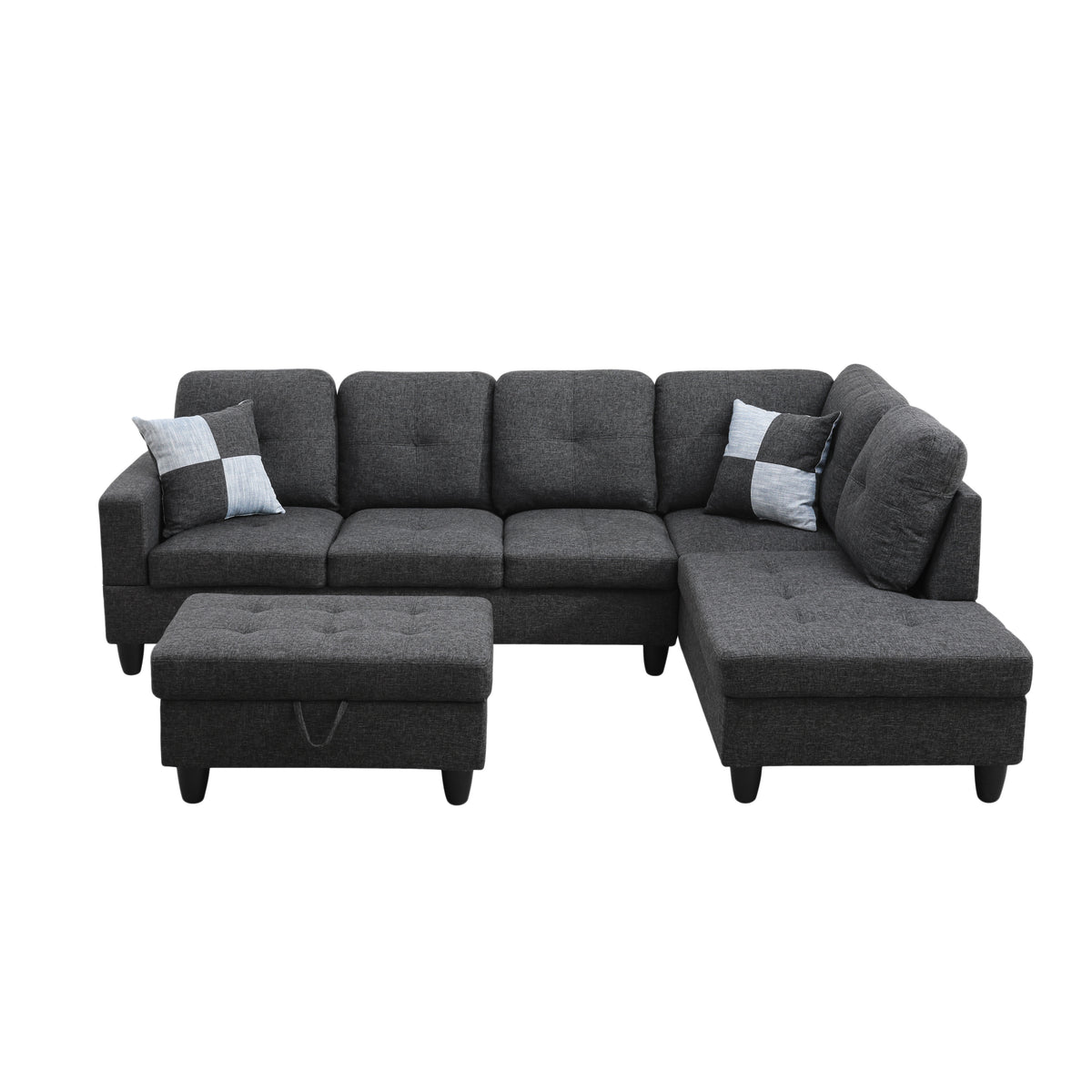 NOVAHOME 3-Piece Fabric Sectional Sofa Set with Storage Ottoman - product view 27