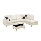 NOVAHOME 3-Piece Faux Leather Sectional Sofa Set with Storage Ottoman - product view 19