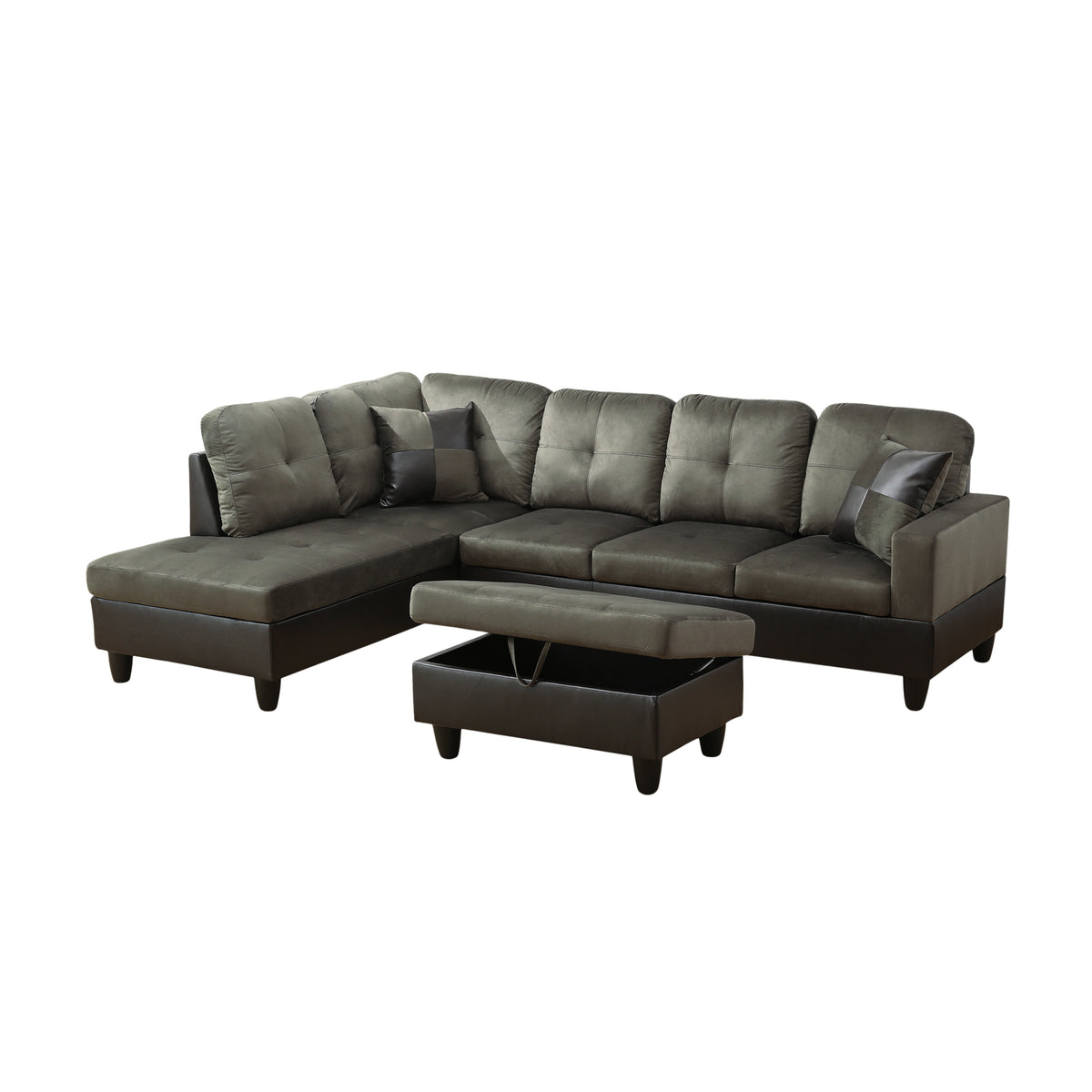 NOVAHOME 3-Piece Fabric Sectional Sofa Set with Storage Ottoman - product view 12