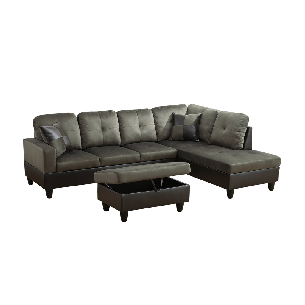NOVAHOME 3-Piece Fabric Sectional Sofa Set with Storage Ottoman - product view 16