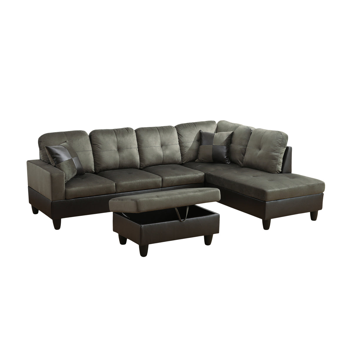NOVAHOME 3-Piece Fabric Sectional Sofa Set with Storage Ottoman - product view 16