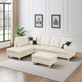 NOVAHOME 3-Piece Faux Leather L-Shape Sectional Sofa Set with Storage Ottoman