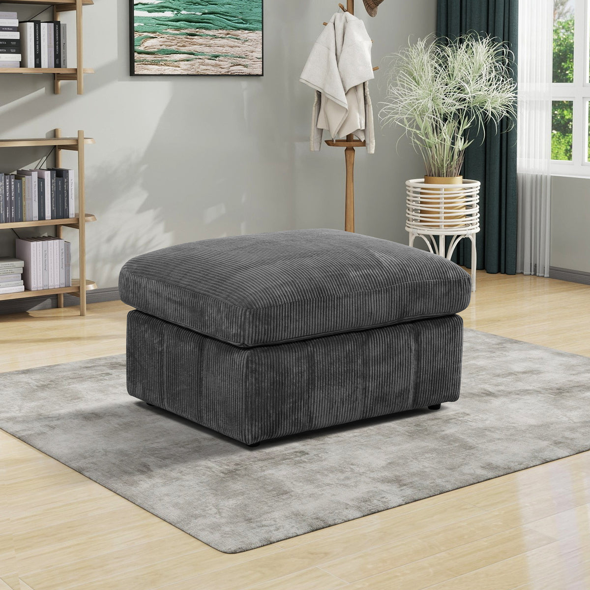 NOVAHOME Beige Corduroy 7-Piece Modular Sectional Sofa Set with Ottoman