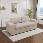 NOVAHOME Beige Corduroy 7-Piece Modular Sectional Sofa Set with Ottoman