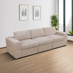 NOVAHOME Beige Corduroy 7-Piece Modular Sectional Sofa Set with Ottoman