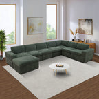 NOVAHOME Beige Corduroy 7-Piece Modular Sectional Sofa Set with Ottoman