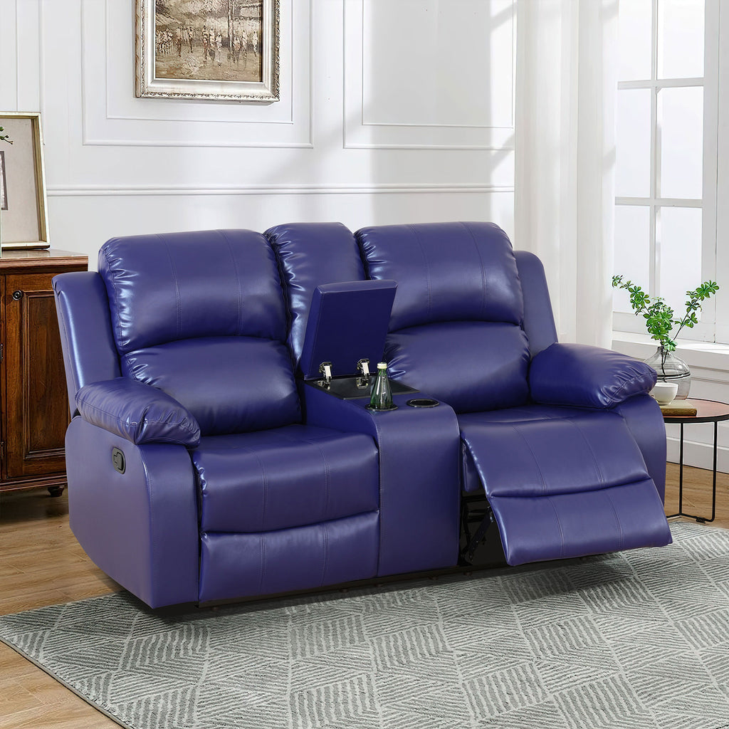 NOVAHOME Manual Reclining PU/PVC Sofa Collection with Consoles