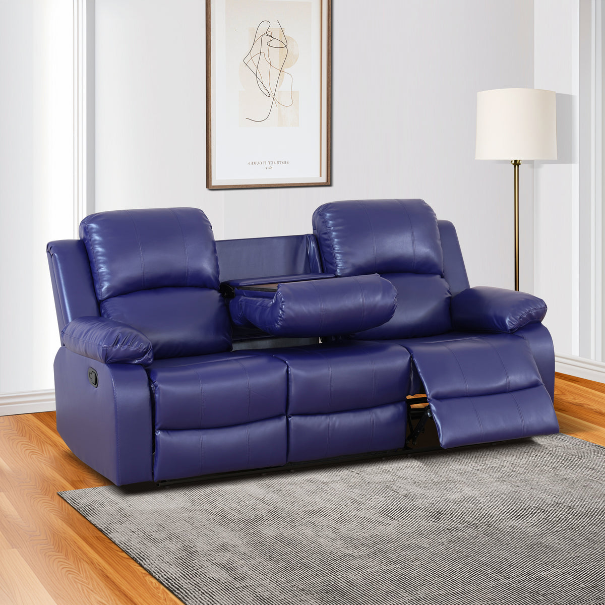NOVAHOME Manual Reclining PU/PVC Sofa Collection with Consoles