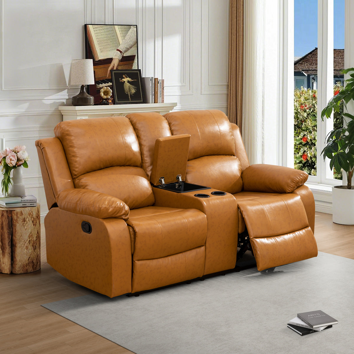 NOVAHOME Manual Reclining PU/PVC Sofa Collection with Consoles