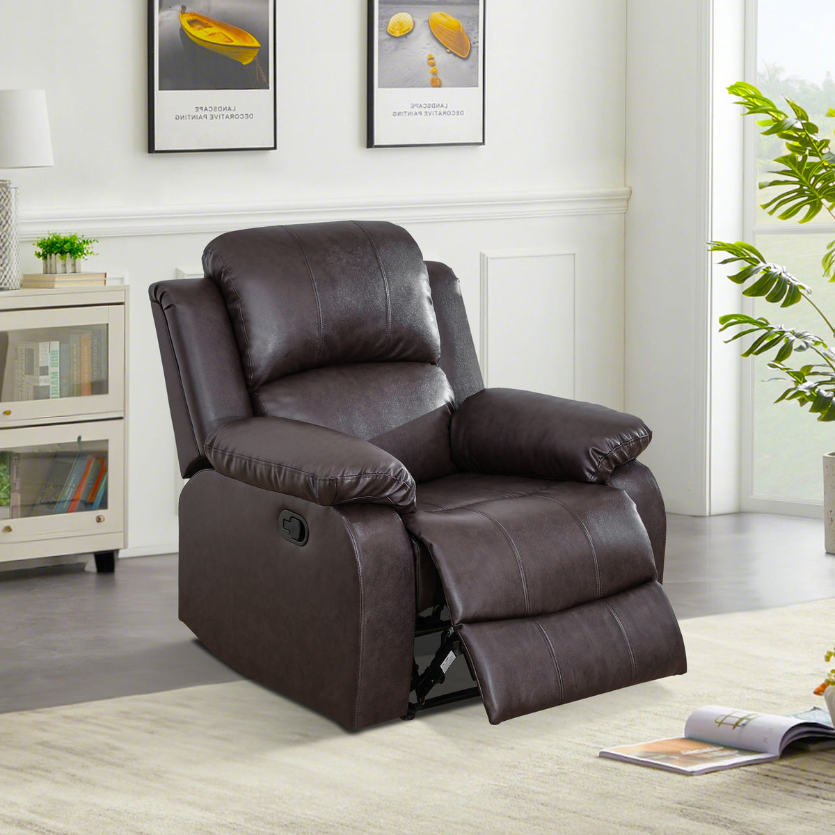 NOVAHOME Manual Reclining PU/PVC Sofa Collection with Consoles
