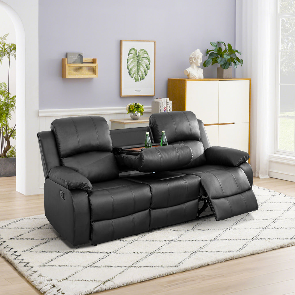 NOVAHOME Manual Reclining PU/PVC Sofa Collection with Consoles