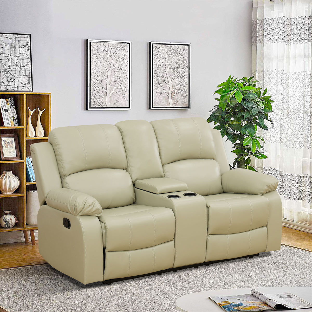 NOVAHOME Manual Reclining PU/PVC Sofa Collection with Consoles