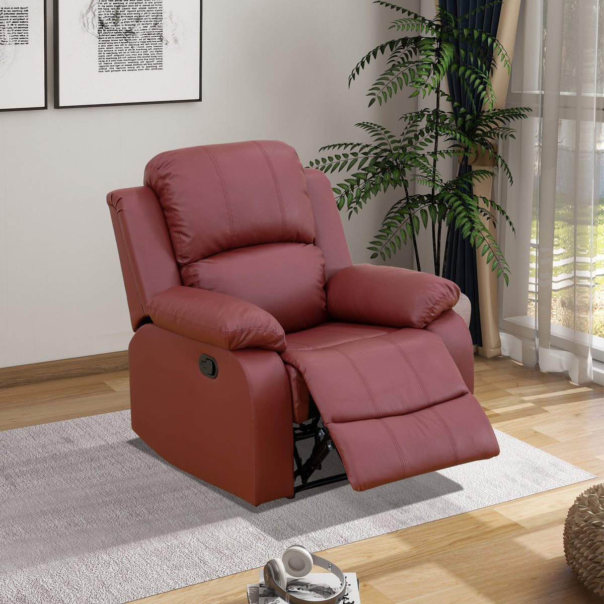 NOVAHOME Manual Reclining PU/PVC Sofa Collection with Consoles