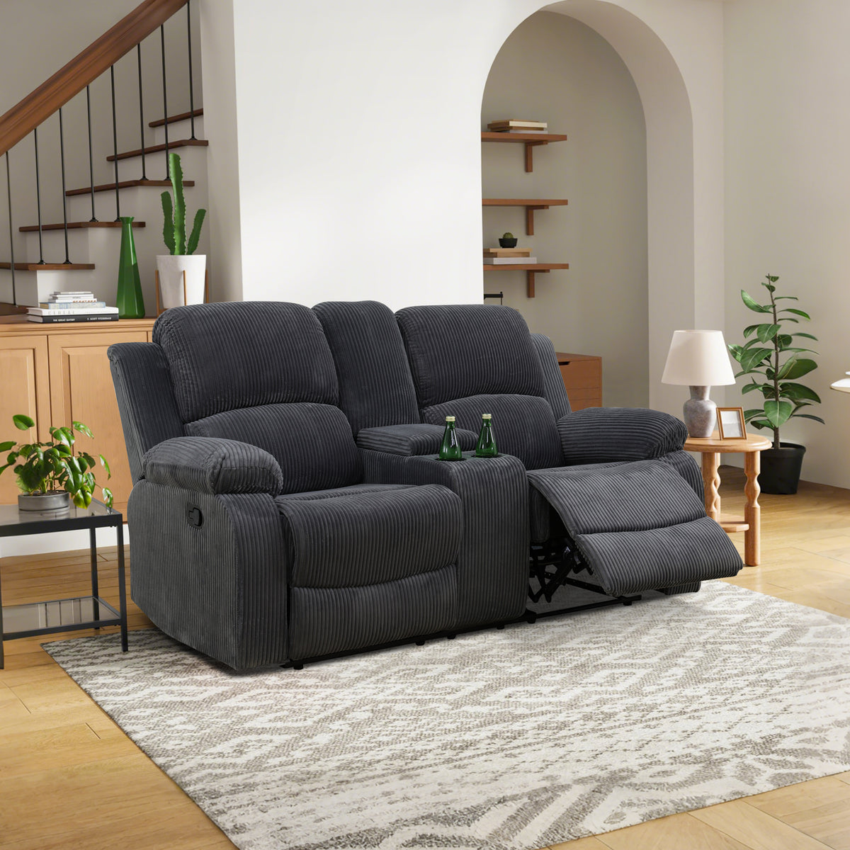 NOVAHOME Smart Reclining Premium Corduroy Sofa Set (3-Piece)