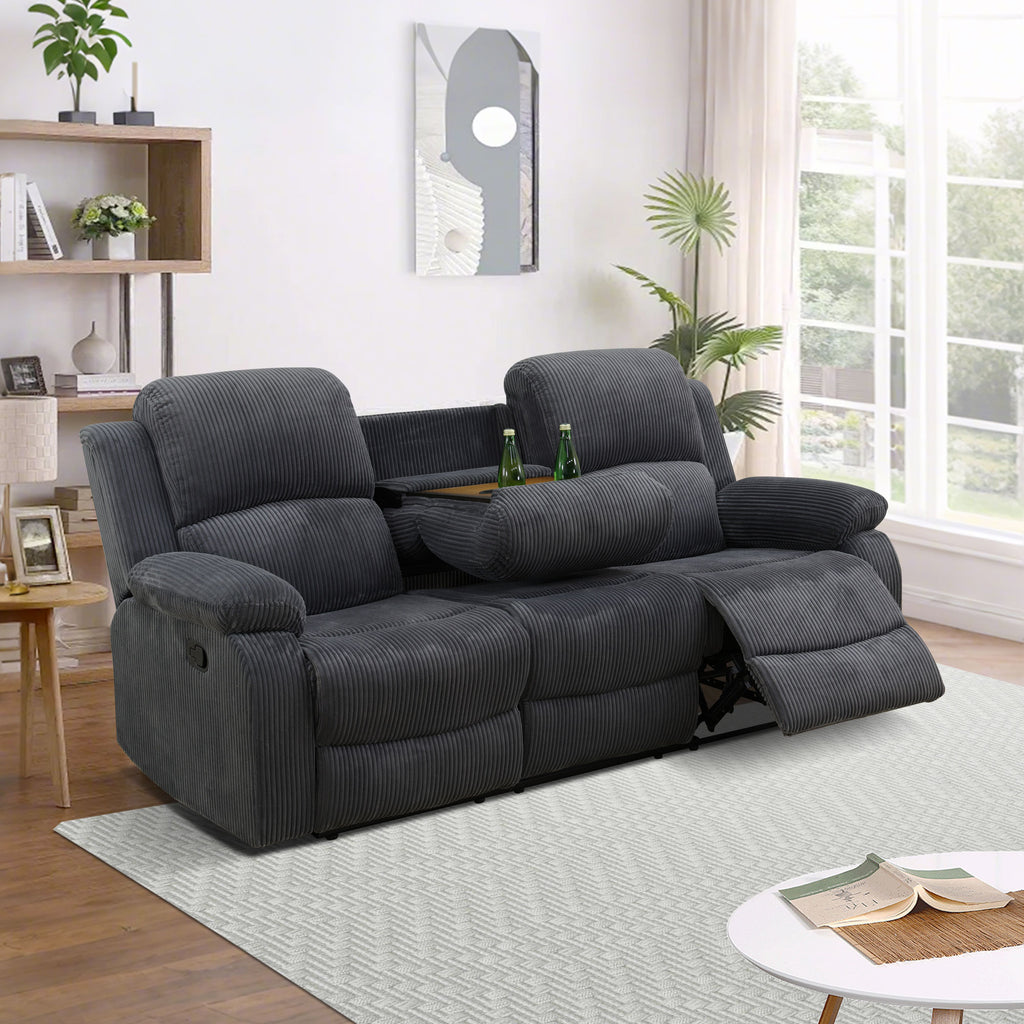 NOVAHOME Smart Reclining Premium Corduroy Sofa Set (3-Piece)