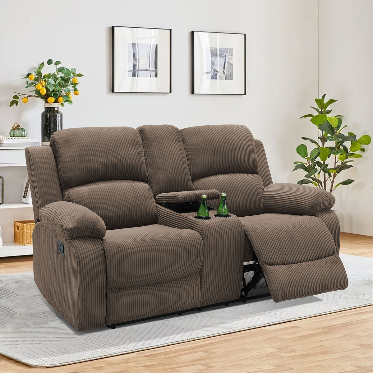 NOVAHOME Smart Reclining Premium Corduroy Sofa Set (3-Piece)
