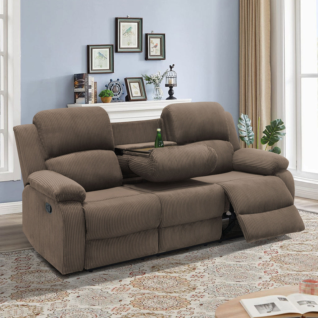 NOVAHOME Smart Reclining Premium Corduroy Sofa Set (3-Piece)