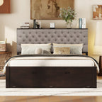 Espresso NOVAHOME queen storage platform bed with four drawers and shoe rack - GX000379AAE-2